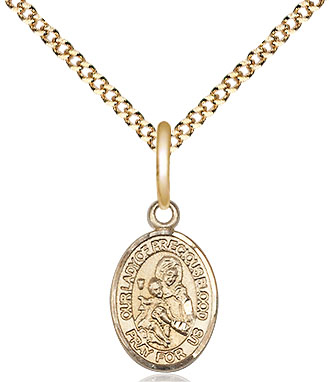 14kt Gold Filled Our Lady of the Precious Blood Pendant on a 18 inch Gold Plate Light Curb chain