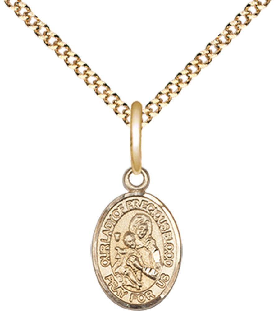 14kt Gold Filled Our Lady of the Precious Blood Pendant on a 18 inch Gold Plate Light Curb chain