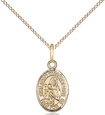 14kt Gold Filled Our Lady of the Precious Blood Pendant on a 18 inch Gold Filled Light Curb chain