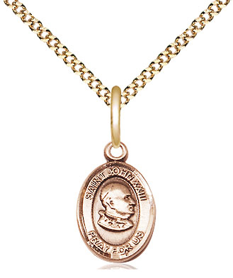 14kt Gold Filled Saint John XXIII Pendant on a 18 inch Gold Plate Light Curb chain