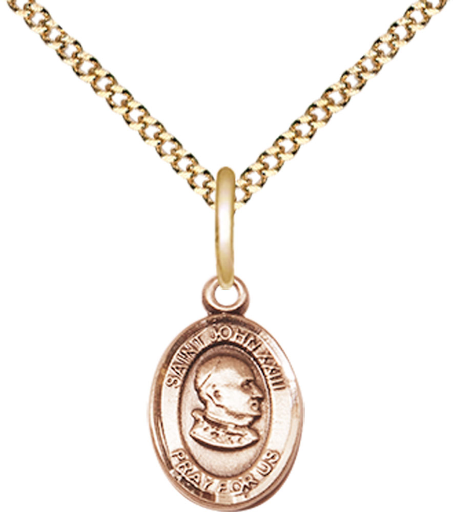 14kt Gold Filled Saint John XXIII Pendant on a 18 inch Gold Plate Light Curb chain