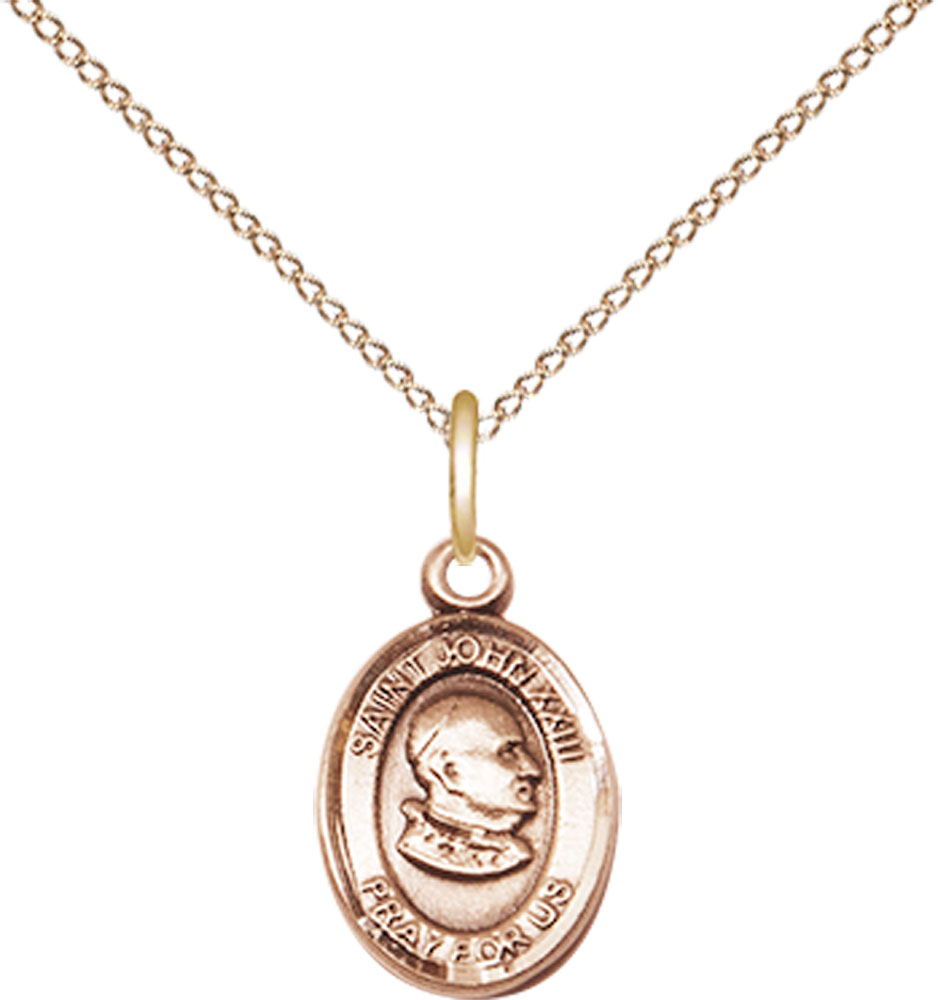 14kt Gold Filled Saint John XXIII Pendant on a 18 inch Gold Filled Light Curb chain