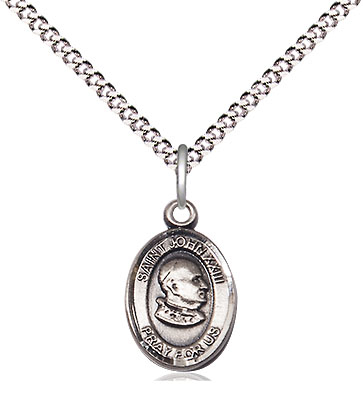 Sterling Silver Saint John XXIII Pendant on a 18 inch Light Rhodium Light Curb chain