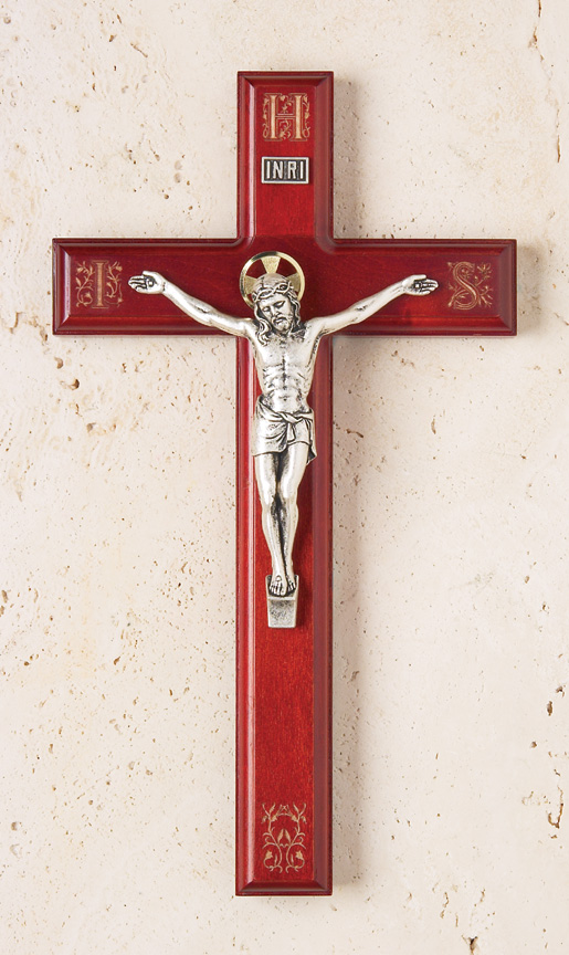 11in. Rosewood Crucifix with Laser-engraved Pattern