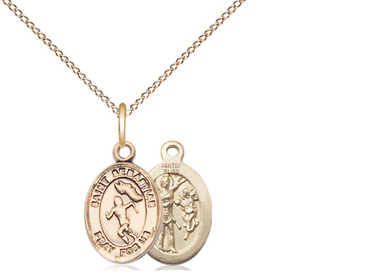 14kt Gold Filled Saint Sebastian Track and Field Pendant on a 18 inch Gold Filled Light Curb chain