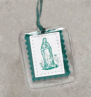 Green scapular with leaflet.