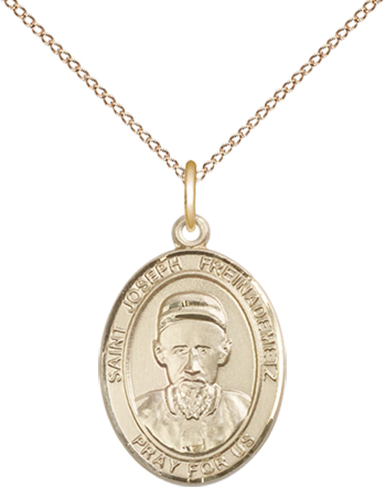 14kt Gold Filled Saint Joseph Freinademetz Pendant on a 18 inch Gold Filled Light Curb chain