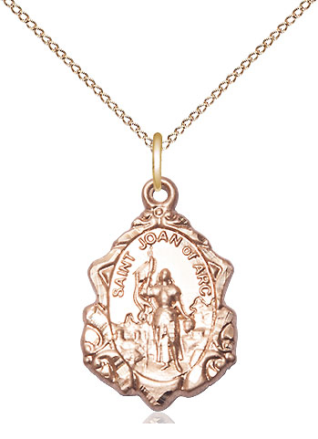 14kt Gold Filled Saint Joan of Arc Pendant on a 18 inch Gold Filled Light Curb chain