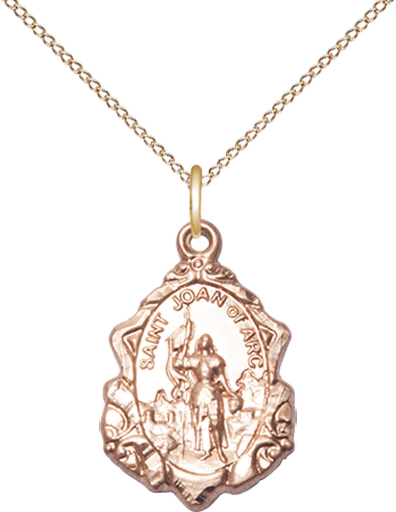 14kt Gold Filled Saint Joan of Arc Pendant on a 18 inch Gold Filled Light Curb chain