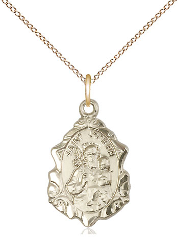 14kt Gold Filled Saint Joseph Pendant on a 18 inch Gold Filled Light Curb chain