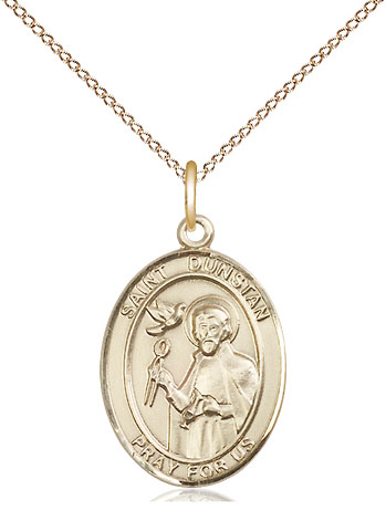 14kt Gold Filled Saint Dunstan Pendant on a 18 inch Gold Filled Light Curb chain