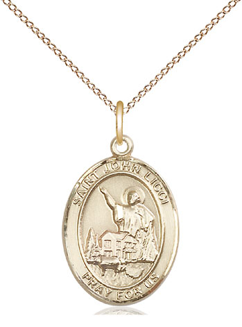 14kt Gold Filled Saint John Licci Pendant on a 18 inch Gold Filled Light Curb chain