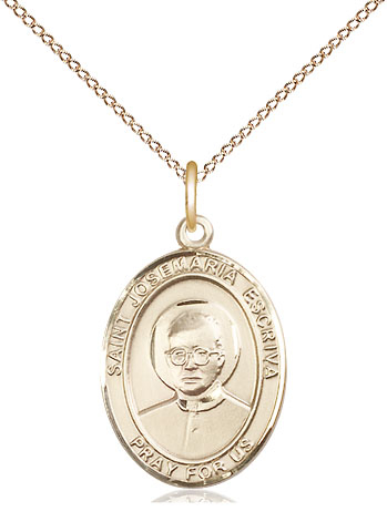 14kt Gold Filled Saint Josemaria Escriva Pendant on a 18 inch Gold Filled Light Curb chain