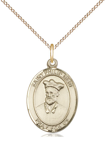 14kt Gold Filled Saint Philip Neri Pendant on a 18 inch Gold Filled Light Curb chain