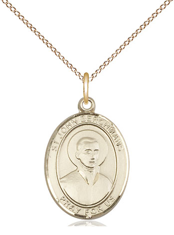 14kt Gold Filled Saint John Berchmans Pendant on a 18 inch Gold Filled Light Curb chain