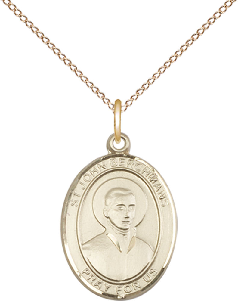 14kt Gold Filled Saint John Berchmans Pendant on a 18 inch Gold Filled Light Curb chain