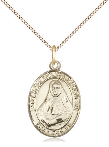 14kt Gold Filled Saint Rose Philippine Pendant on a 18 inch Gold Filled Light Curb chain