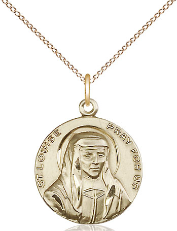 14kt Gold Filled Saint Louise Pendant on a 18 inch Gold Filled Light Curb chain