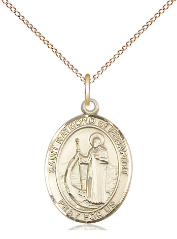 14kt Gold Filled Saint Raymond of Penafort Pendant on a 18 inch Gold Filled Light Curb chain