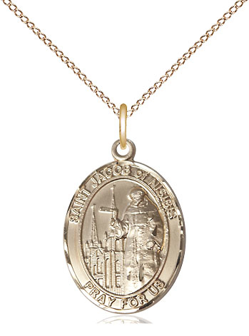 14kt Gold Filled Saint Jacob of Nisibis Pendant on a 18 inch Gold Filled Light Curb chain