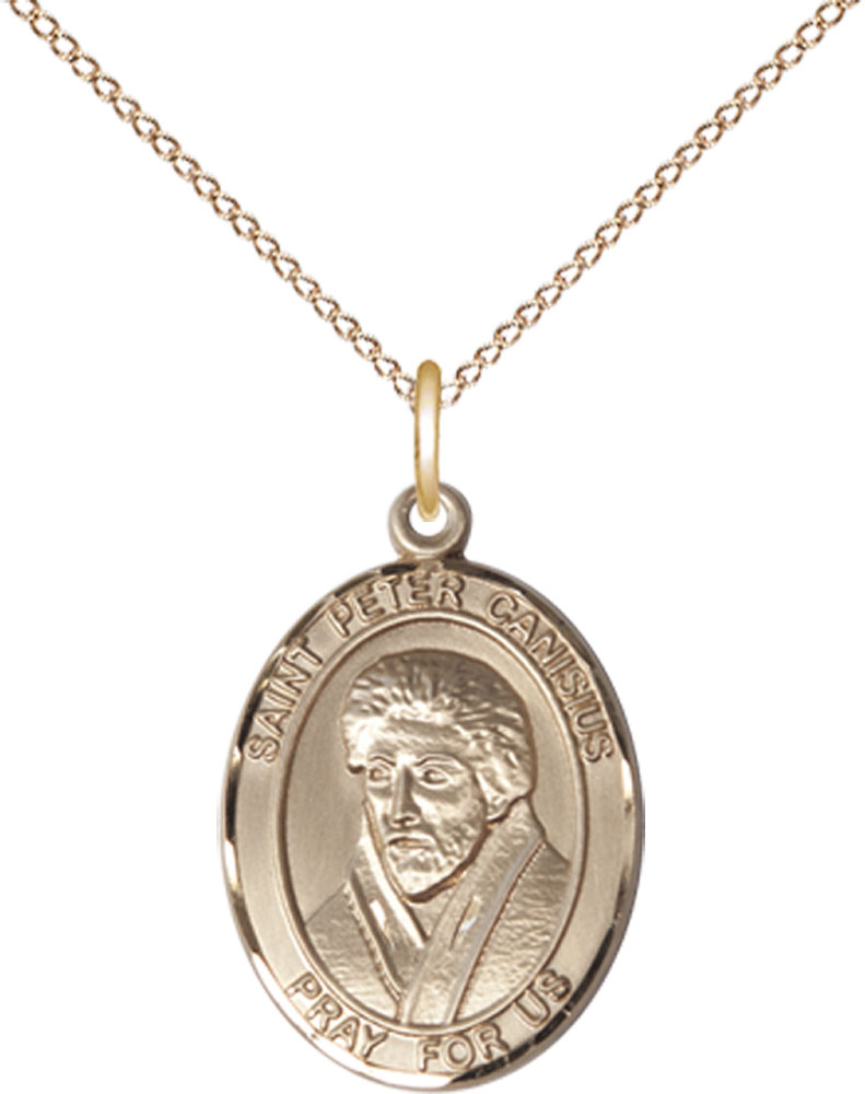 14kt Gold Filled Saint Peter Canisius Pendant on a 18 inch Gold Filled Light Curb chain