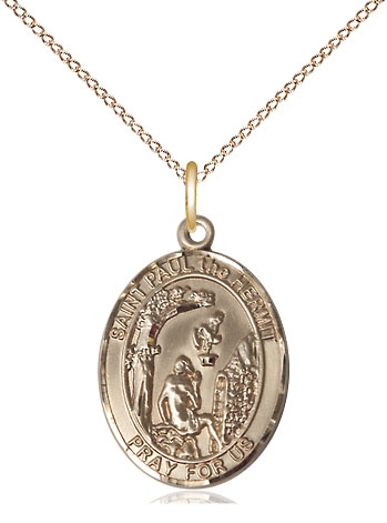 14kt Gold Filled Paul the Hermit Pendant on a 18 inch Gold Filled Light Curb chain