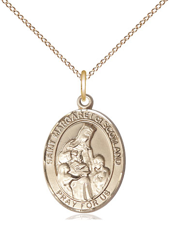 14kt Gold Filled Saint Margaret of Scotland Pendant on a 18 inch Gold Filled Light Curb chain
