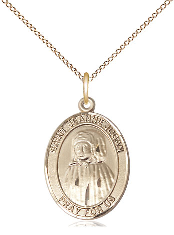 14kt Gold Filled Saint Jeanne Jugan Pendant on a 18 inch Gold Filled Light Curb chain