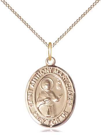 14kt Gold Filled Saint Anthony Mary Claret Pendant on a 18 inch Gold Filled Light Curb chain