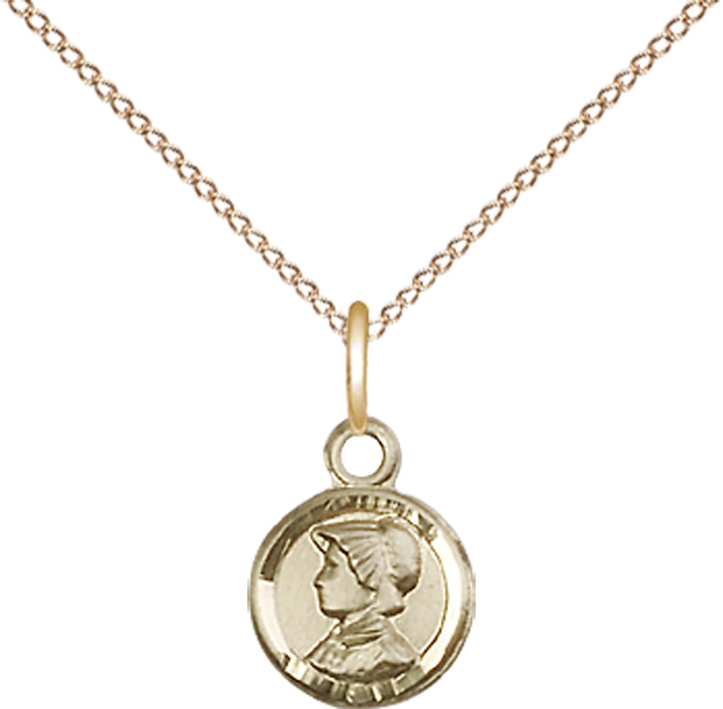 14kt Gold Filled Saint Elizabeth Ann Seton Pendant on a 18 inch Gold Filled Light Curb chain