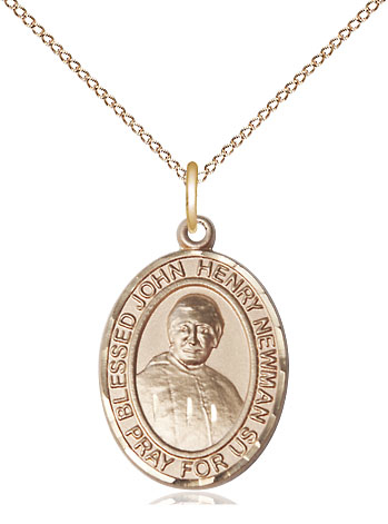14kt Gold Filled Blessed John Henry Newman Pendant on a 18 inch Gold Filled Light Curb chain