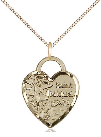 14kt Gold Filled Saint Michael the Archangel Pendant on a 18 inch Gold Filled Light Curb chain