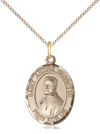 14kt Gold Filled Saint Andre Bessette Pendant on a 18 inch Gold Filled Light Curb chain