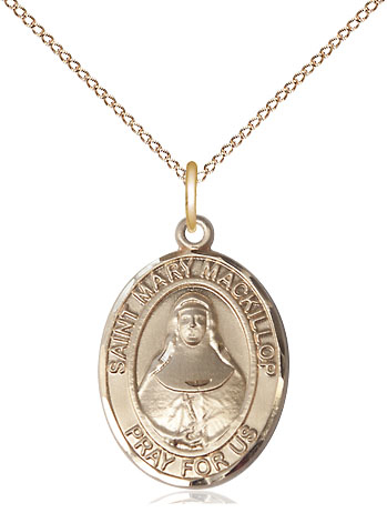 14kt Gold Filled Saint Mary Mackillop Pendant on a 18 inch Gold Filled Light Curb chain