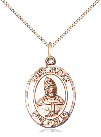 14kt Gold Filled Saint Fabian Pendant on a 18 inch Gold Filled Light Curb chain