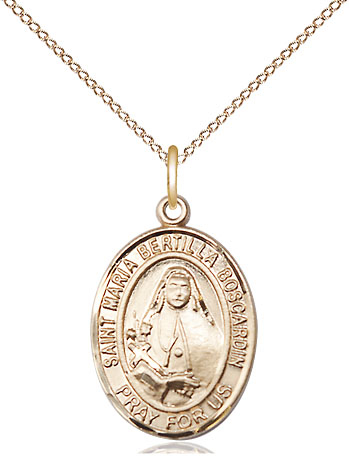 14kt Gold Filled Saint Maria Bertilla Boscardin Pendant on a 18 inch Gold Filled Light Curb chain