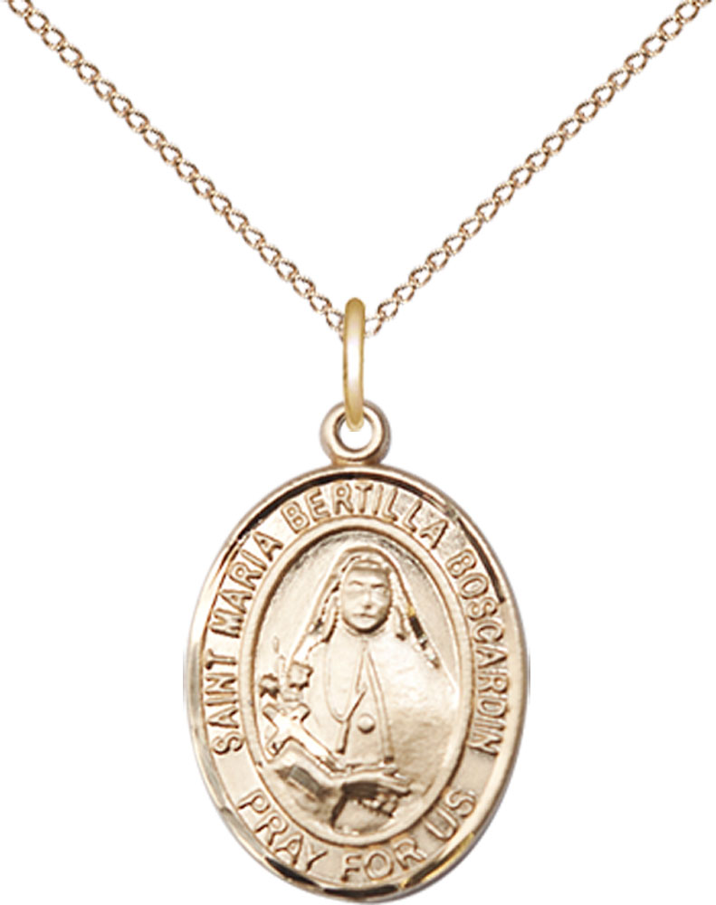 14kt Gold Filled Saint Maria Bertilla Boscardin Pendant on a 18 inch Gold Filled Light Curb chain