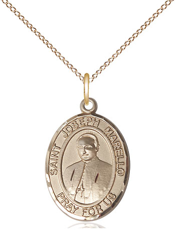 14kt Gold Filled Saint Joseph Marello Pendant on a 18 inch Gold Filled Light Curb chain