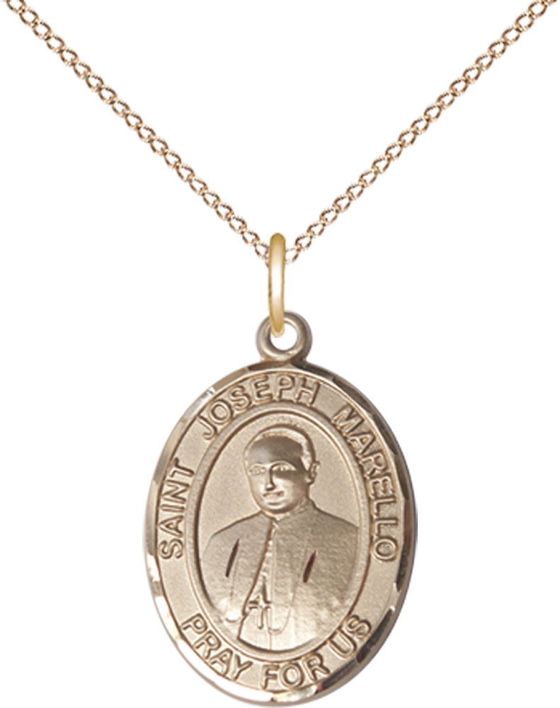 14kt Gold Filled Saint Joseph Marello Pendant on a 18 inch Gold Filled Light Curb chain
