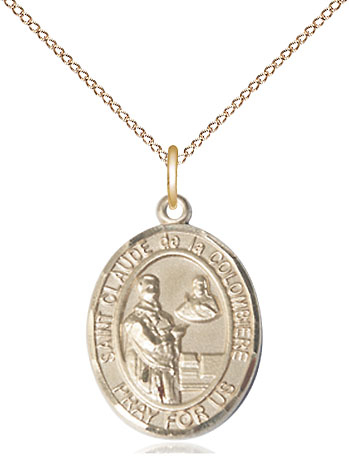 14kt Gold Filled Saint Claude de la Colombiere Pendant on a 18 inch Gold Filled Light Curb chain