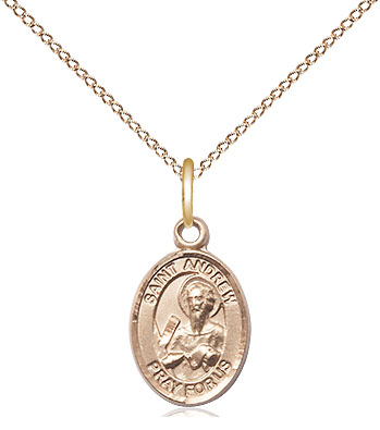 14kt Gold Filled Saint Andrew the Apostle Pendant on a 18 inch Gold Filled Light Curb chain