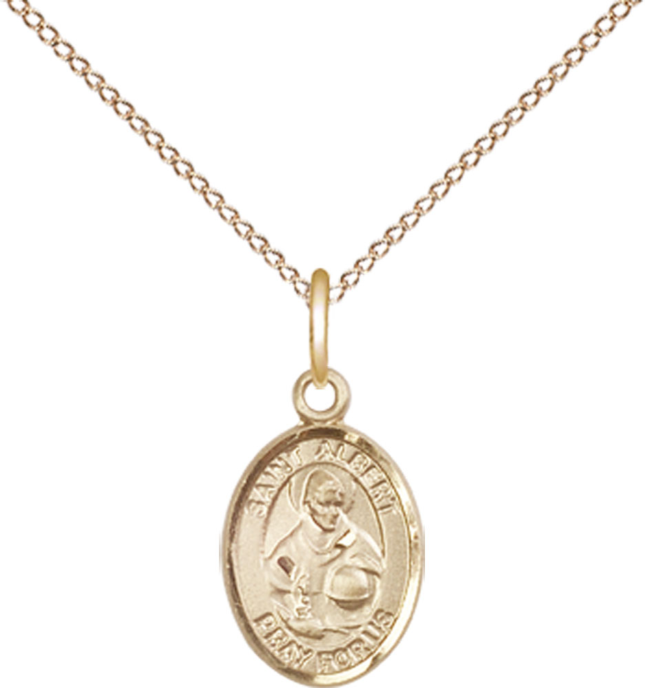 14kt Gold Filled Saint Albert the Great Pendant on a 18 inch Gold Filled Light Curb chain