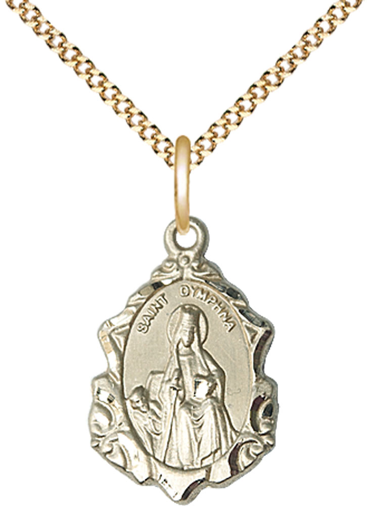 14kt Gold Filled Saint Dymphna Pendant on a 18 inch Gold Plate Light Curb chain