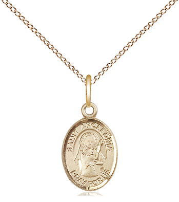 14kt Gold Filled Saint Apollonia Pendant on a 18 inch Gold Filled Light Curb chain