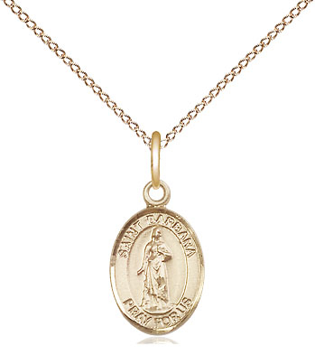 14kt Gold Filled Saint Barbara Pendant on a 18 inch Gold Filled Light Curb chain