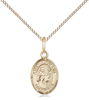 14kt Gold Filled Saint Augustine Pendant on a 18 inch Gold Filled Light Curb chain