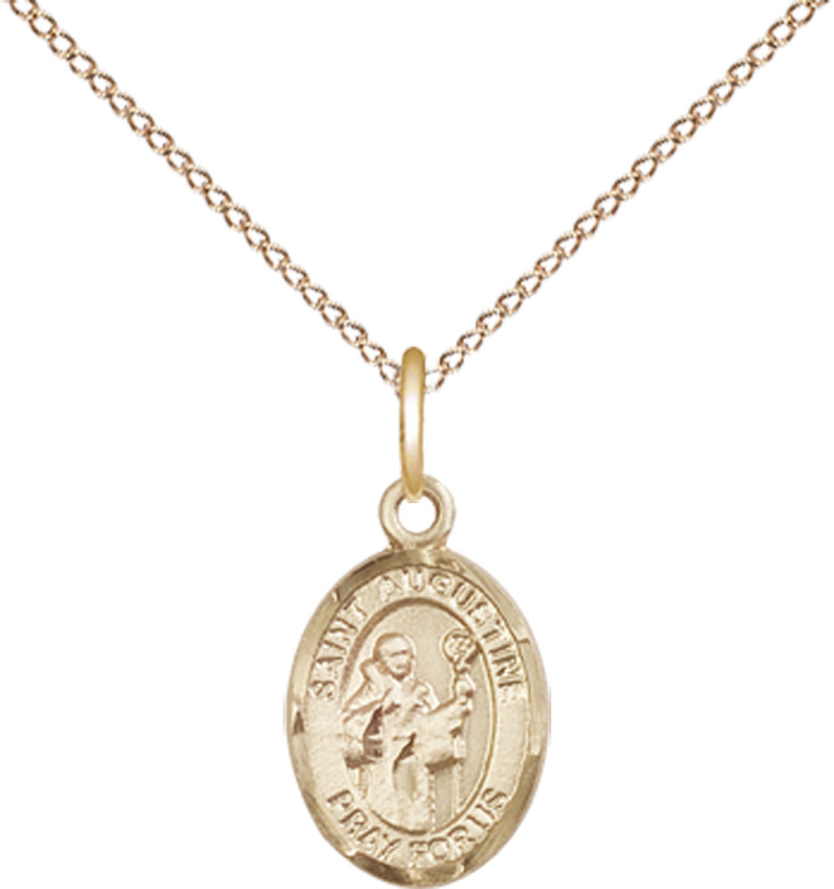 14kt Gold Filled Saint Augustine Pendant on a 18 inch Gold Filled Light Curb chain