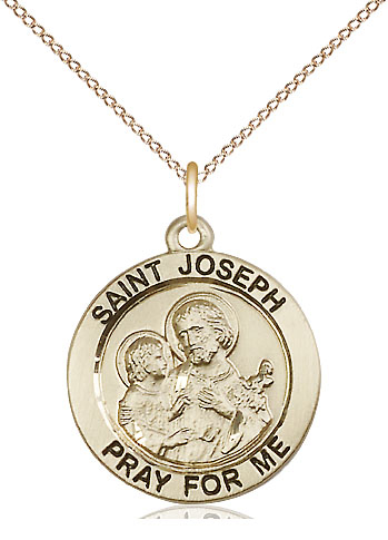 14kt Gold Filled Saint Joseph Pendant on a 18 inch Gold Filled Light Curb chain