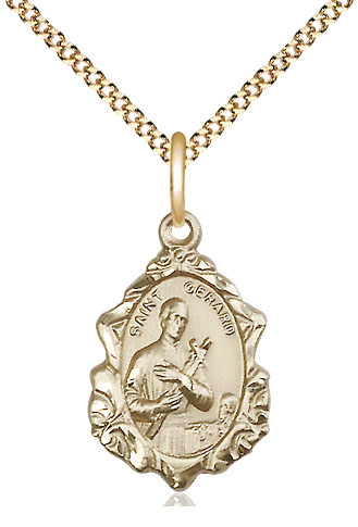 14kt Gold Filled Saint Gerard Pendant on a 18 inch Gold Plate Light Curb chain