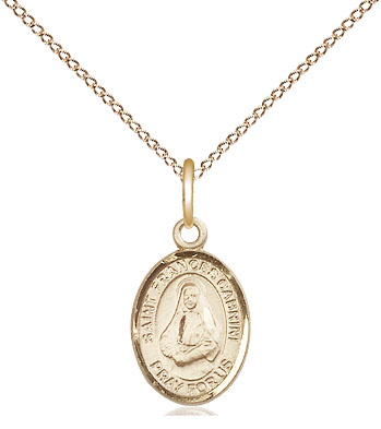 14kt Gold Filled Saint Frances Cabrini Pendant on a 18 inch Gold Filled Light Curb chain